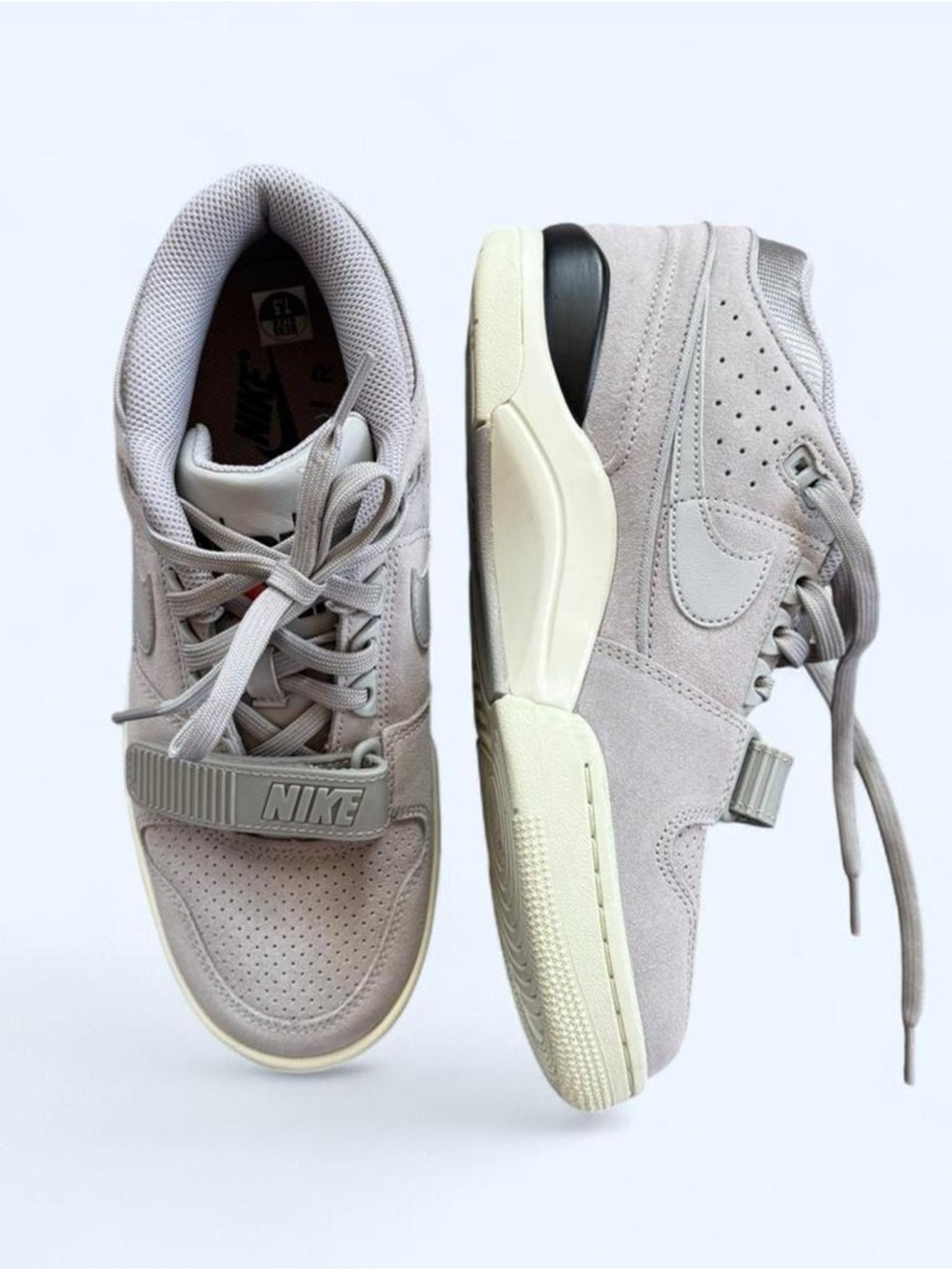NIKE Alpha Air Force 88 Light Grey Strap Sneakers with Cream Sole